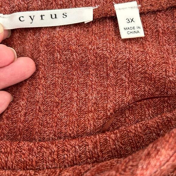 Cyrus Womens Plus  Rust Orange Rib Knit Scoop Long Sleeve Sweater Tunic NWT - Picture 6 of 7